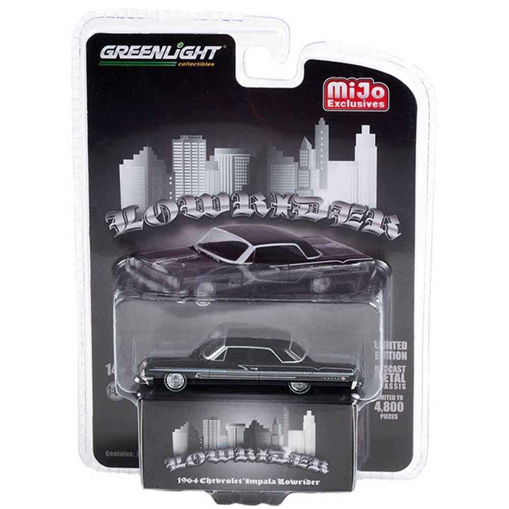 GreenLight/グリーンライト Mijo 限定 Lowrider 1/64 ミニカー ローライダー インパラ 1964 Chevrolet  Impala SS (ブラック)