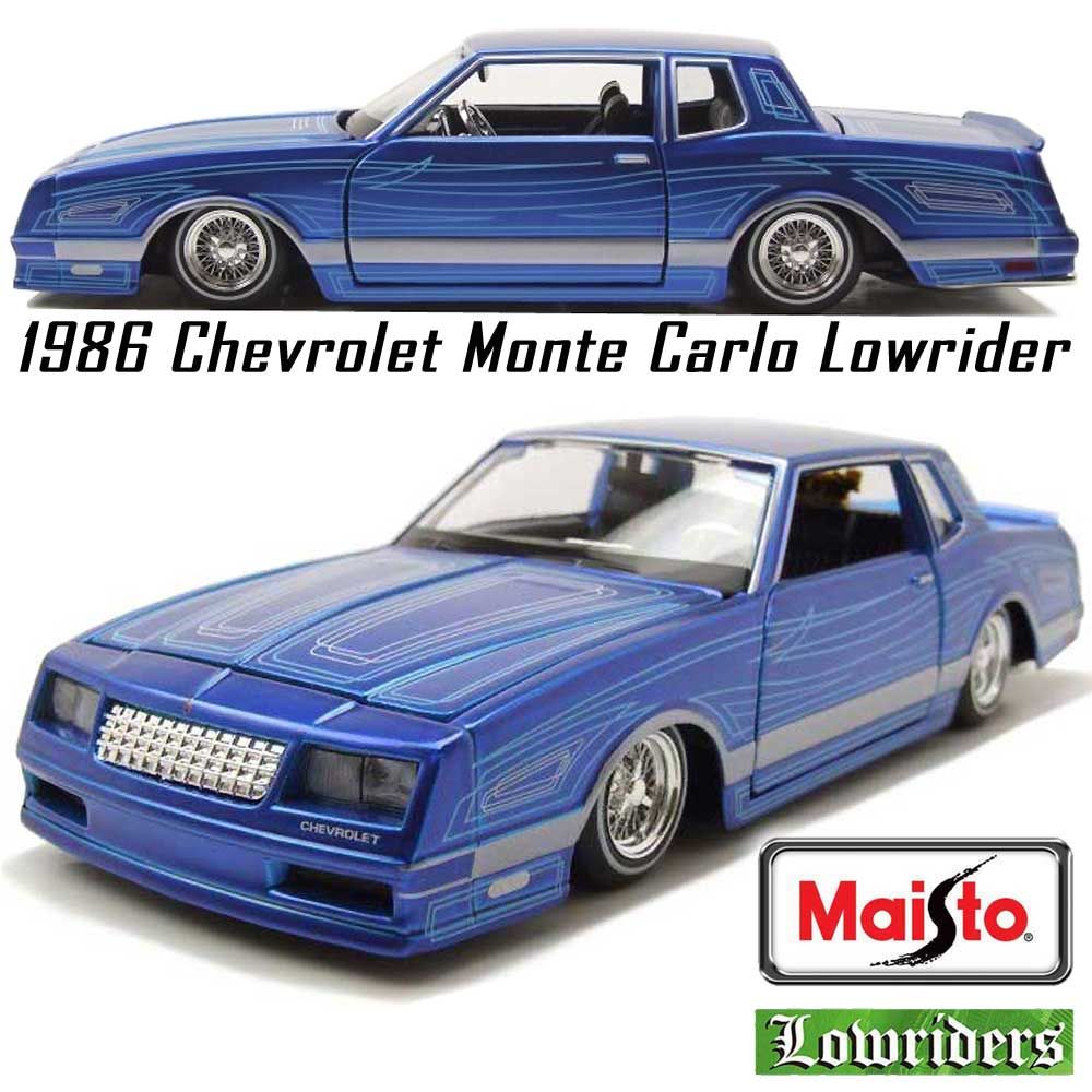 Maisto/マイスト Lowriders 1/24 ミニカー ローライダー モンテカルロ モンテ 1986 Chevrolet Monte  Carlo SS (ブルー)