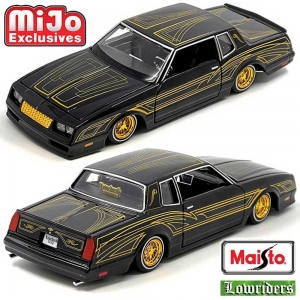 Maisto/マイスト Mijo 限定 Lowriders 1/24 ミニカー ローライダー モンテカルロ モンテ 1986 Chevrolet  Monte Carlo SS (ブラック)
