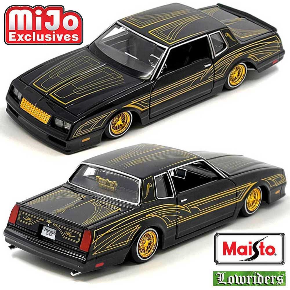 Maisto/マイスト Mijo 限定 Lowriders 1/24 ミニカー ローライダー モンテカルロ モンテ 1986 Chevrolet  Monte Carlo SS (ブラック)