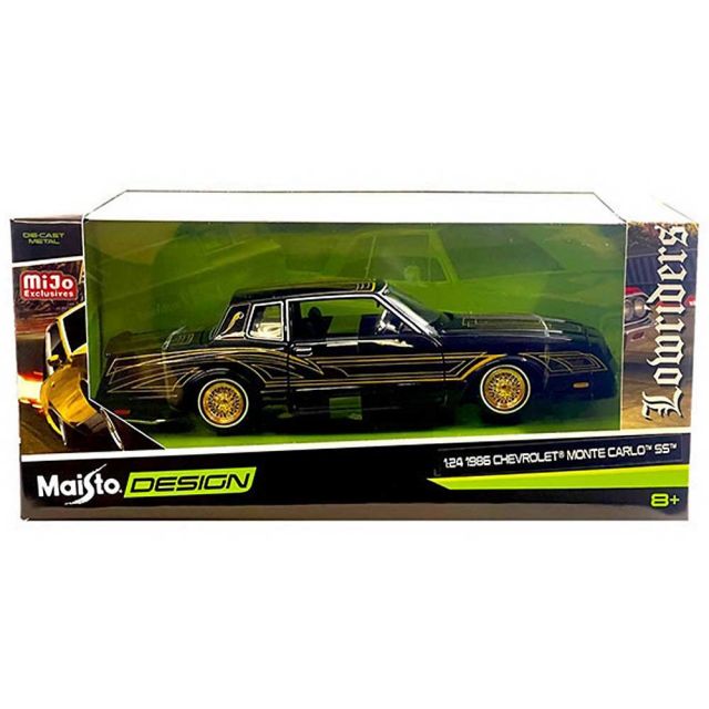 Maisto/マイスト Mijo 限定 Lowriders 1/24 ミニカー ローライダー モンテカルロ モンテ 1986 Chevrolet  Monte Carlo SS (ブラック)